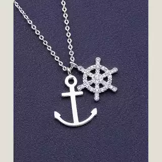 Підвіска якір і штурвал Xuping Фіаніт 39 см (родій)