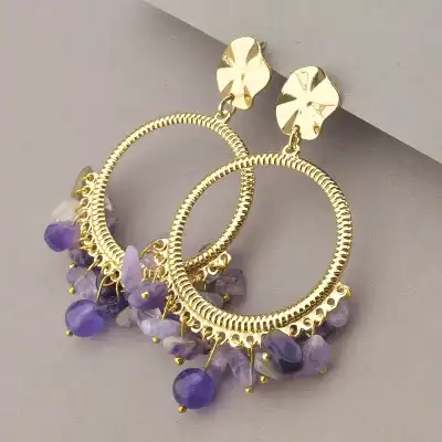 🏷️️ Сережки пусети Stainless Steel Аметист F-83840