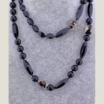 🏷️️ Намисто Агат, Муранское скло 105 см F-52285