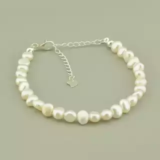 Браслет з карабіном Перли 17 см. (срібло 925 проба)