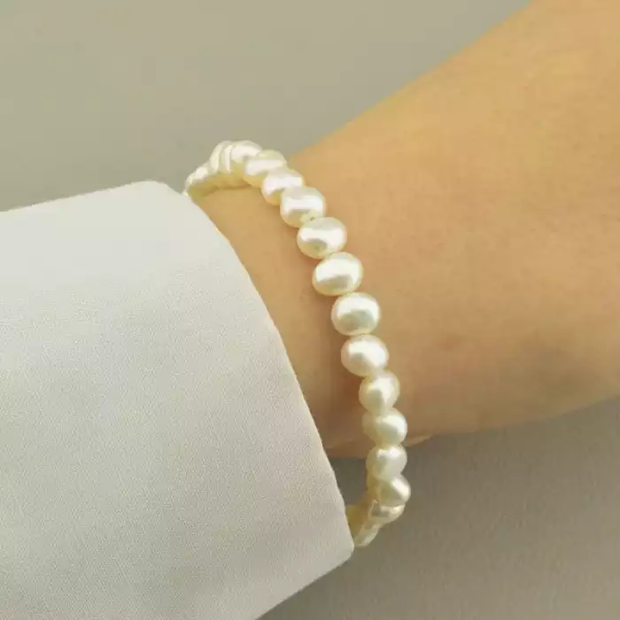 🏷️️ Браслет з карабіном Перли 17 см. (срібло 925 проба) ss_101298