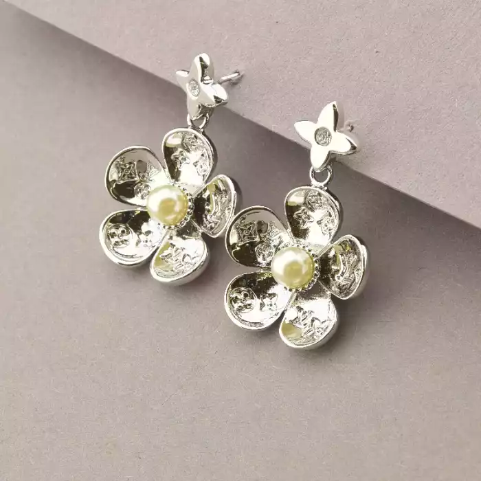 🏷️️ Підвіска + Сережки Майорка 43 см. (родій) ss_93938