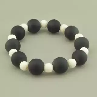 Браслет резинка Шунгіт, Корал 15 см.