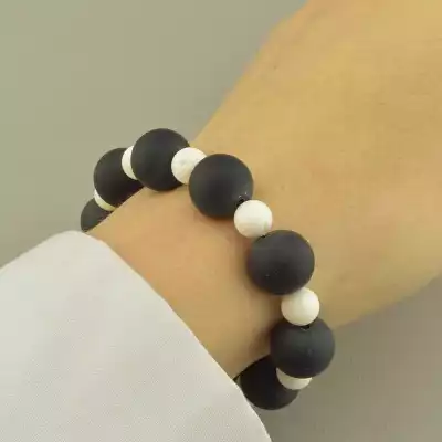 🏷️️ Браслет резинка Шунгіт, Корал 15 см. F-101498