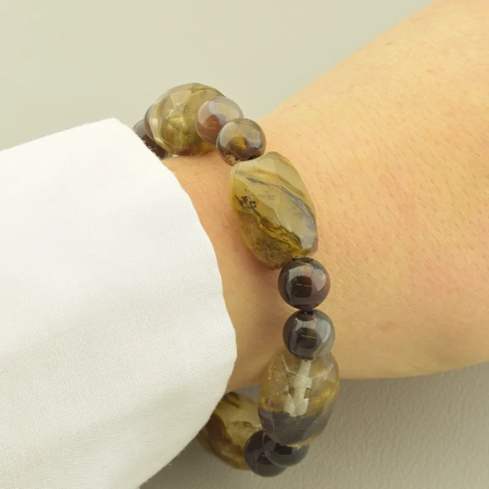 🏷️️ Браслет резинка Агат, Халцедон 18 см. ss_102398