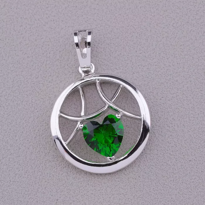Кулон круглий зелене серце Xuping Фіаніт (родій) ss_55857 ss_55857