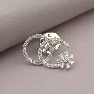 Брошка квітка цанговий затискач Xuping Фіаніт (родій)