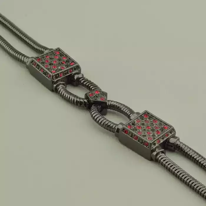 🏷️️ Браслет з карабіном Abella Фіаніт 19 см. Хром ss_97002