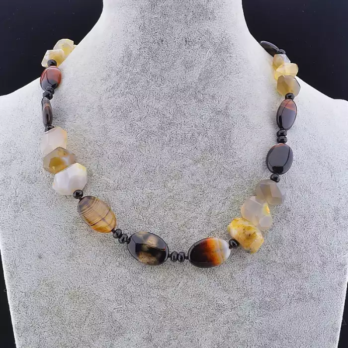 🏷️️ Намисто Агат, Чеський кришталь 51 см ss_80631