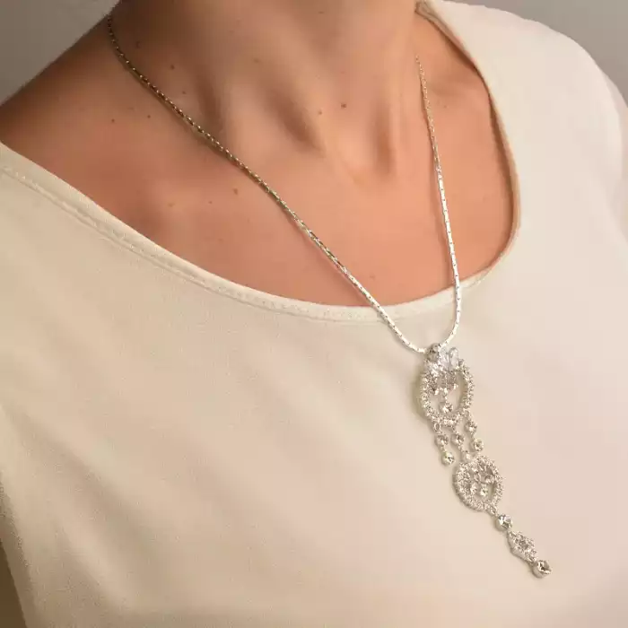 🏷️️ Підвіска + Сережки Winniana Фіаніт 45 см. ss_90693