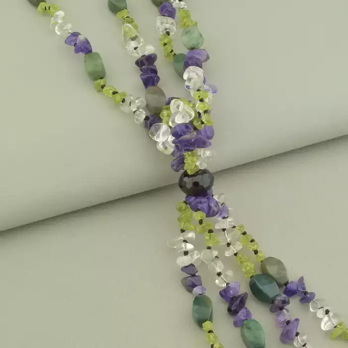 🏷️️ Намисто Яшма, Гірський кришталь, Аметист 60 см ss_59260