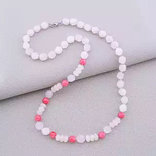 Намисто Полуничний кварц, Рожевий кварц 62 см