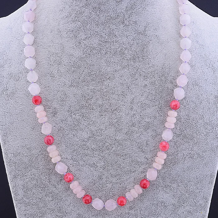 🏷️️ Намисто Полуничний кварц, Рожевий кварц 62 см ss_81347