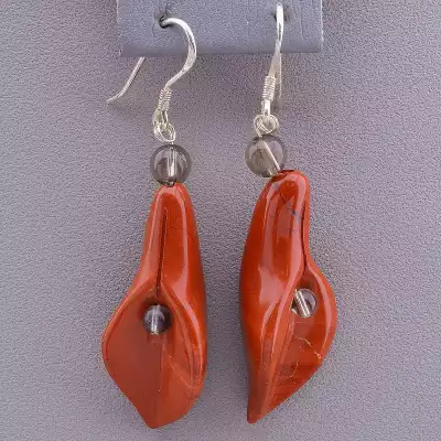 Сережки петля Яшма, Раухтопаз срібло (925)