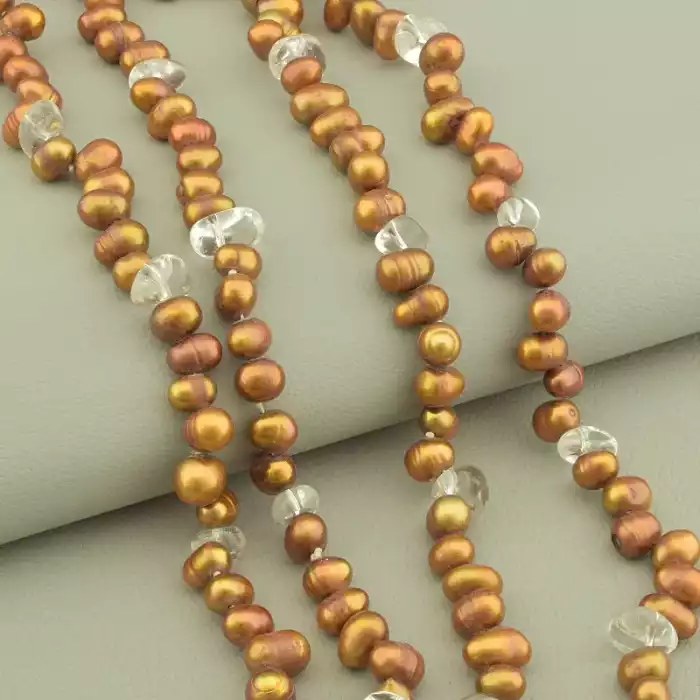 🏷️️ Намисто Гірський кришталь, Перли 80 см. ss_99623