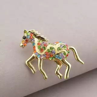 Брошка кінь Сrystal, емаль
