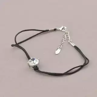 Браслет з карабіном Xuping Фіаніт 17 см (родій)