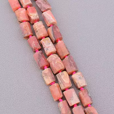 🏷️️ Намистини Родохрозит 43 см на нитці (натуральне каміння, без застібки) F-84404