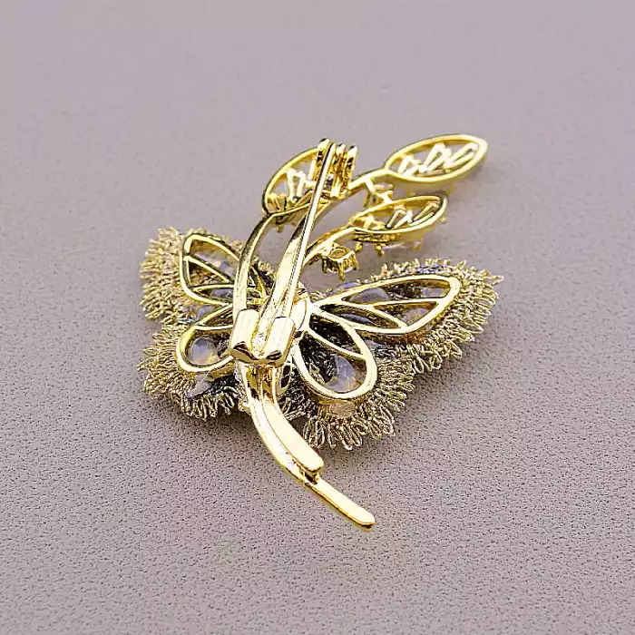 🏷️️ Брошка метелик Фіаніт (позолота 18к) ss_84517