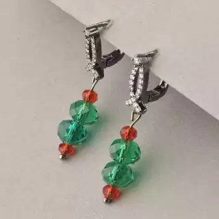 Сережки на англійській застібці Чеський кришталь, Фіаніт