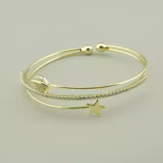 Браслет без застібки Saiya Фіаніт 17 см. (позолота 18к лимонна)