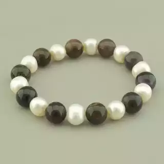 Браслет резинка Перли, Турмалін 18 см.