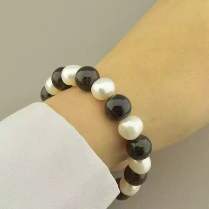 🏷️️ Браслет резинка Перли, Турмалін 18 см. ss_101499