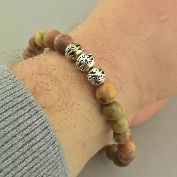 🏷️️ Браслет резинка Яшма 21 см. ss_101699