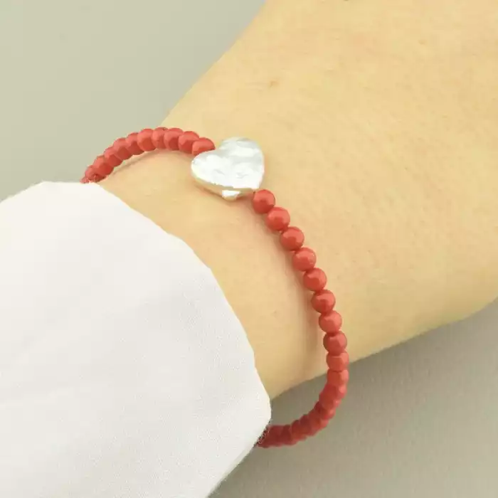 🏷️️ Браслет на магнітній застібці Корал, Перли 18 см. ss_101899