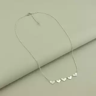 Підвіска серця Stainless Steel Перламутр 44 см (родій)