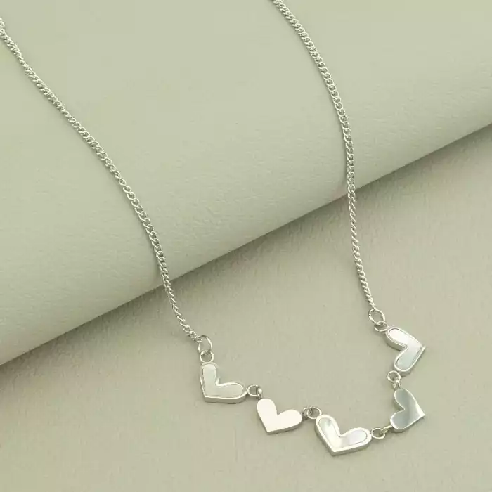 🏷️️ Підвіска серця Stainless Steel Перламутр 44 см (родій) ss_104186