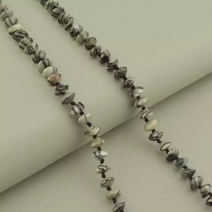 🏷️️ Намисто з яшмою у сріблі 925 проби (56 см, сіро-чорне) ss_104697