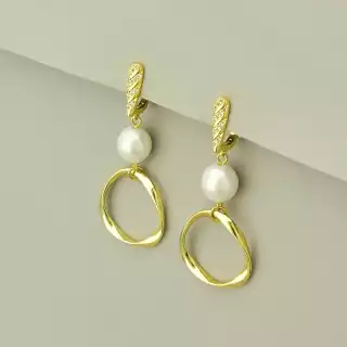 Сережки сучасні з англійським замком Майорка (позолота 18к)