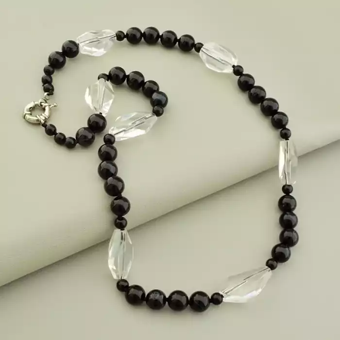 🏷️️ Намисто Агат, Гірський кришталь 61 см ss_105715