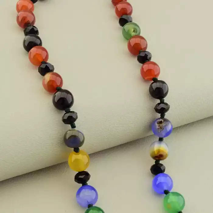 🏷️️ Намисто Агат, Чеський кришталь 47 см F-105815