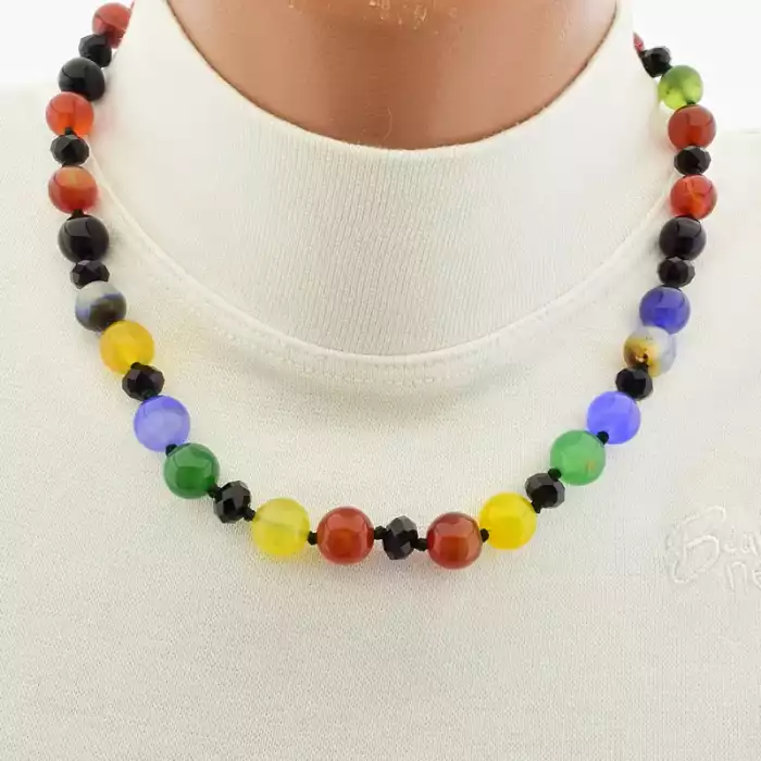 🏷️️ Намисто Агат, Чеський кришталь 47 см F-105815