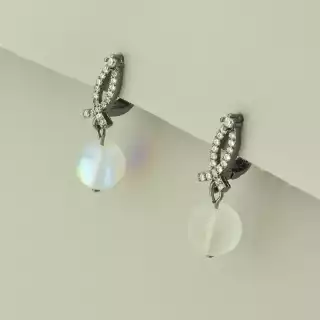 Сережки з англійським замком Опалове скло (хром)