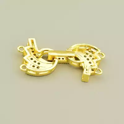 🏷️️ Застібка Фіаніт 30х15мм. (позолота 18к лимонна) F-106530