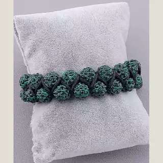 Браслет Шамбала Crystal 17 см (зелений, чорний)