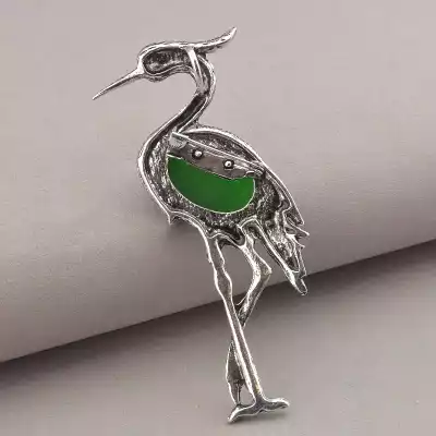 🏷️️ Брошка-кулон птах Хризопраз 85x30 мм F-73948