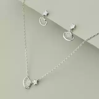 Підвіска + Сережки Saiya Фіаніт 42 см. (родій)