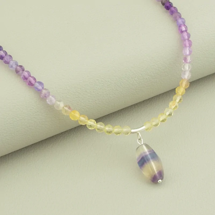 🏷️️ Підвіска Флюорит срібло (925 проба) 41 см. ss_101900