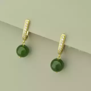 Сережки класичні англійський замок Агат (позолота 18к лимонна)