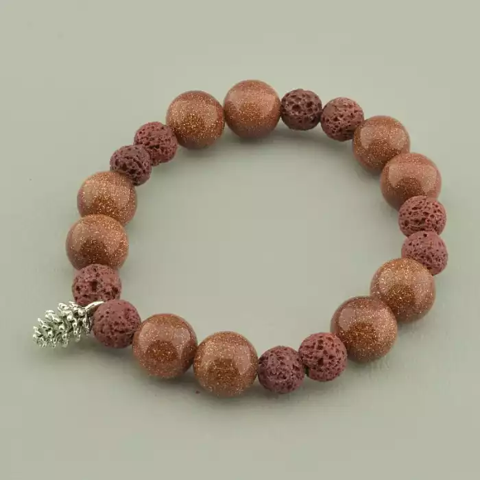 🏷️️ Браслет резинка Золотий Пісок, Лава 18 см. ss_95211