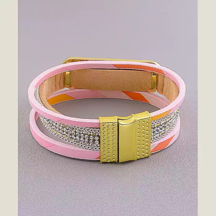 🏷️️ Браслет з магнітною застібкою Сrystal 19 см шкірозамінник ss_18486