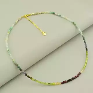 Підвіска з самоцвітів (43 см, позолота 18к, різнокольорові грановані камені)