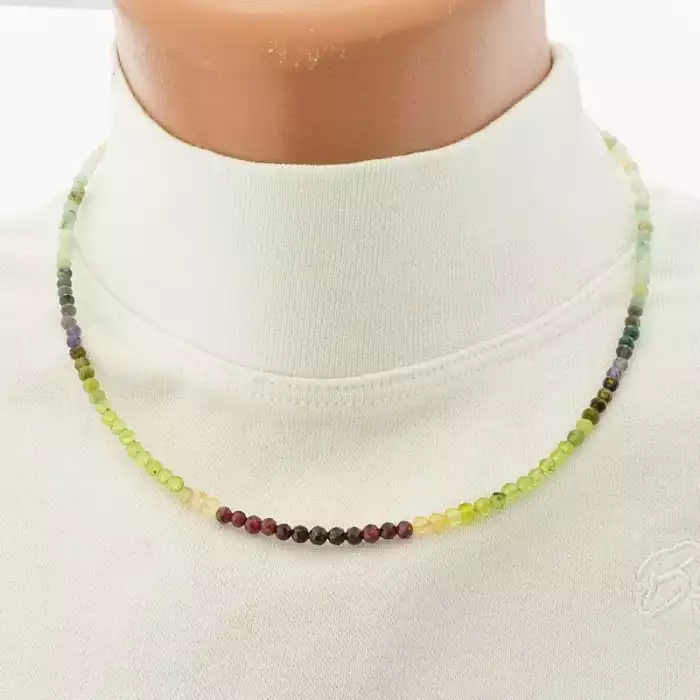 🏷️️ Підвіска з самоцвітів (43 см, позолота 18к, різнокольорові грановані камені) ss_104798