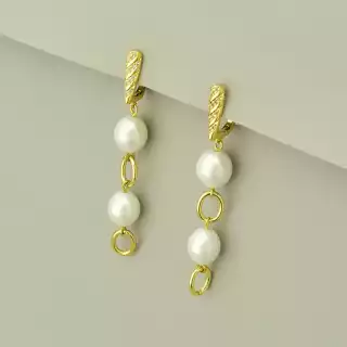 Сережки довгі з англійським замком Майорка (позолота 18к, з англійським замочком)