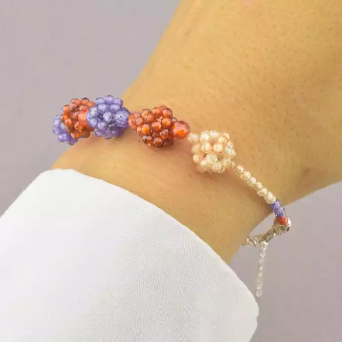 🏷️️ Браслет з карабіном Циркон срібло (925 проба) 17 см. ss_89986