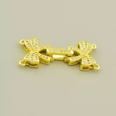 Застібка Фіаніт 30х13мм. (позолота 18к лимонна)